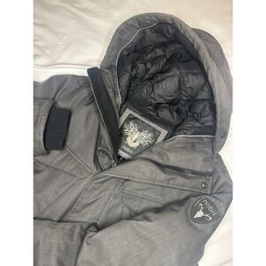 Nobis Canadian White Duck Down Luxury Parka Jacket Large Gray Coat Heavy READ!